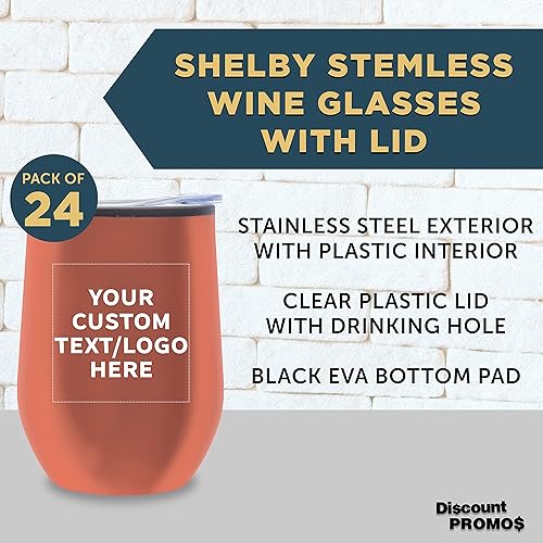 Miniatura 3 de Vasos de vino personalizados sin tallo de 12 onzas, juego de 24, paquete personalizado a granel, aislados, perfectos para vino, cócteles, otras