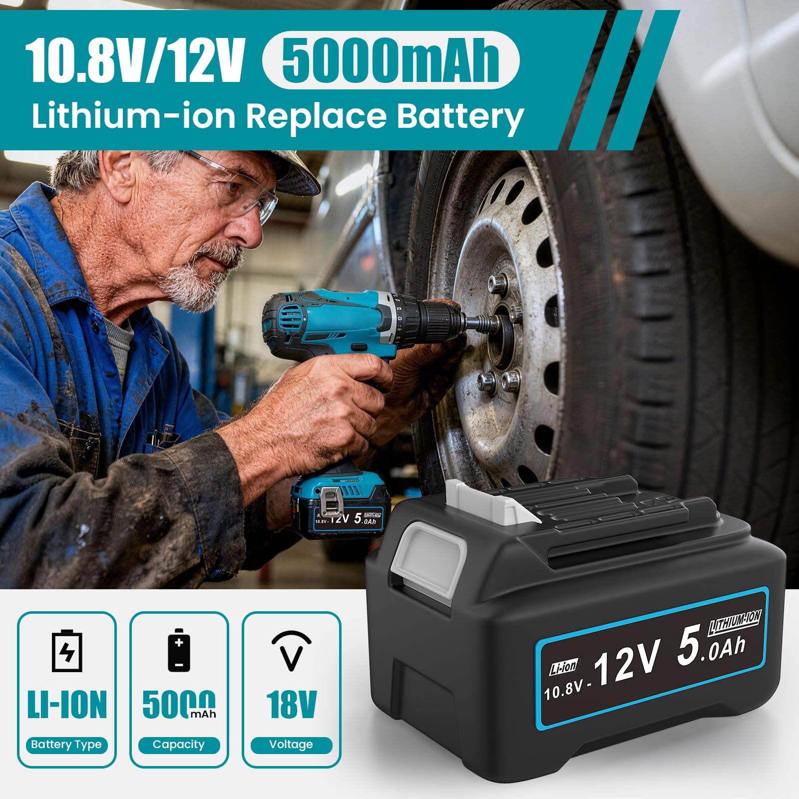 Batería de Repuesto para Makita 12v: 5,0Ah Li-Ion batería de Repuesto para Makita BL1021B BL1015 BL1020B BL1041B BL1016 197396-9 632F59-1 (2 Unidades) | Batería de repuesto para herramientas de ion de litio, 2 unidades, compatible con BL1015 BL1020B BL104