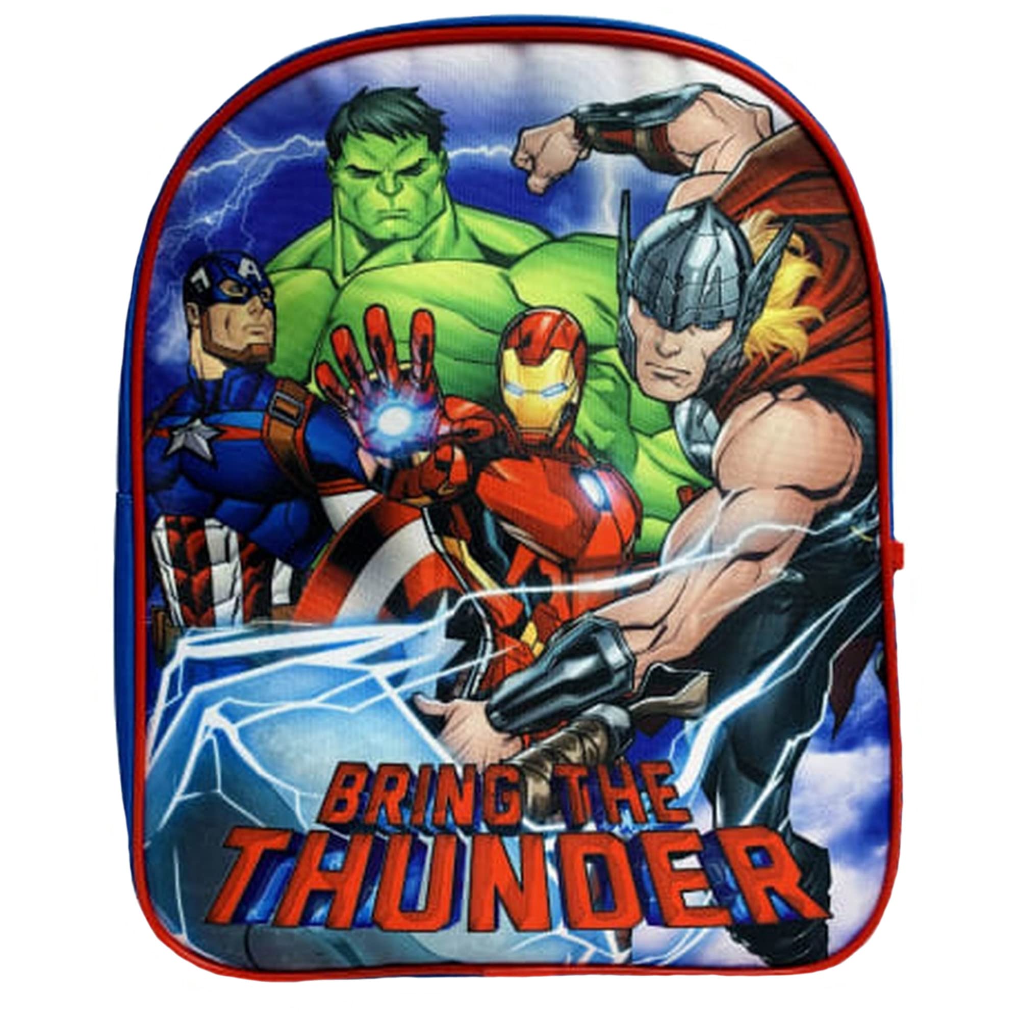 Tdl Boys Multicolored Iron Man, Hulk, Thor & Captain America Avengers Marvel Avengers Backpack Rucksack School Travel Bag - Bring The Thunder