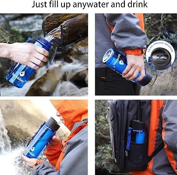 SurviMate Blue Filtered Water Bottle and Replacement Filter