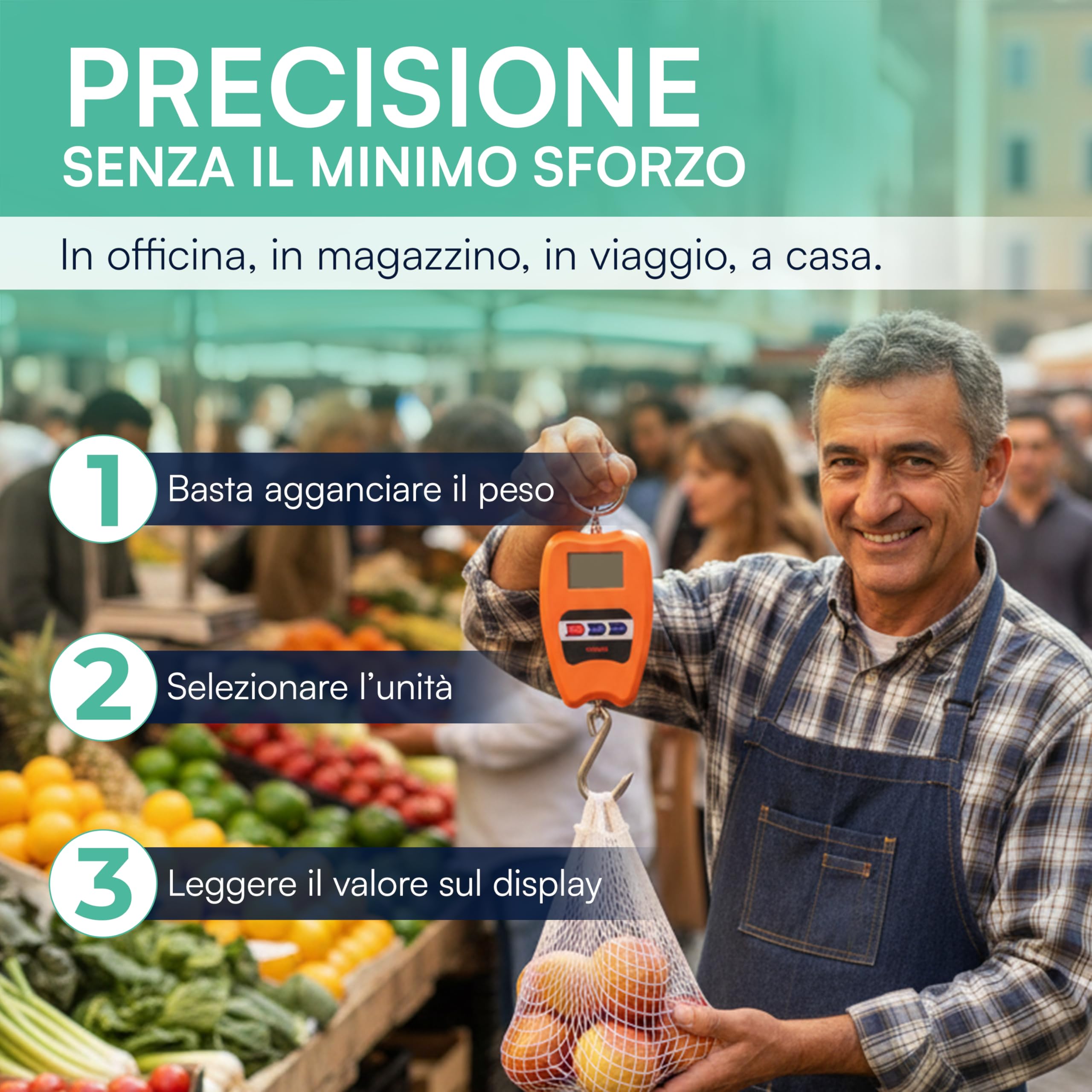 TEMPO DI SALDI Balance professionnelle numérique industrielle crochet dynamomètre ressort max 200 kg, Assortis