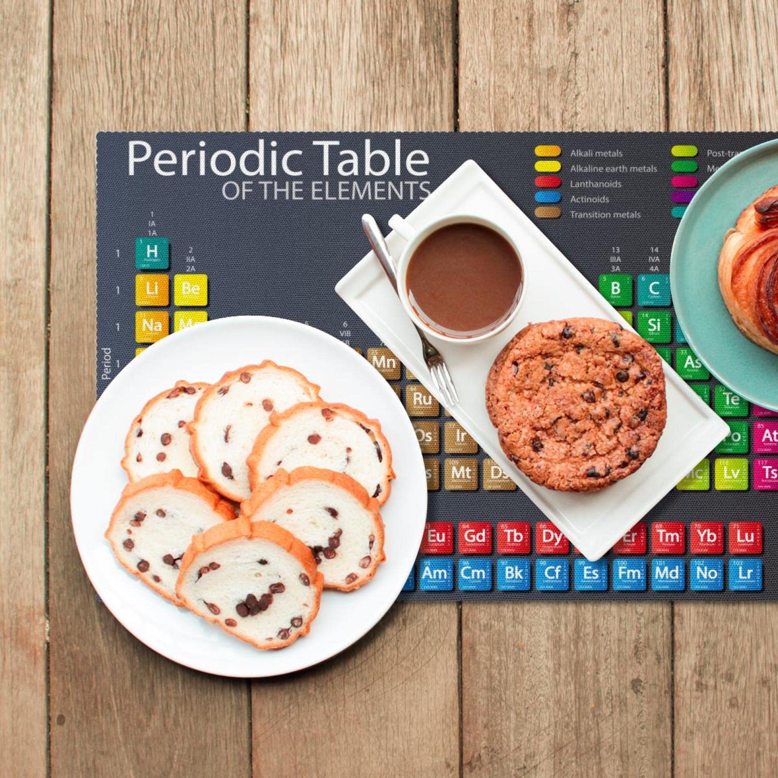 Tavola periodica degli elementi, set di 6 tovagliette all'americana, lavabili, antiscivolo, isolamento termico, per cucina, sala da pranzo, 45 x 30 cm