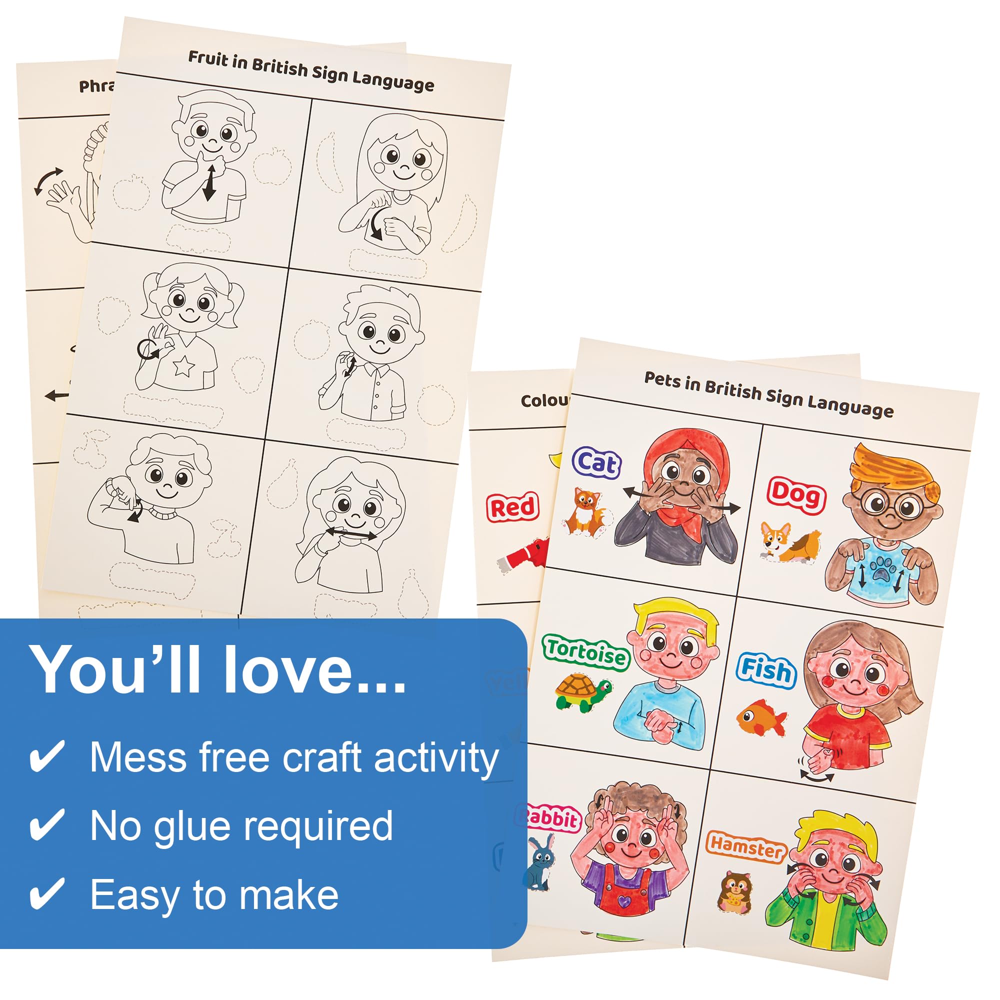 Baker Ross FN117 Learn Sign Language Sticker Scenes - Pack of 4, STEM Teaching Learning Aids for Schools and Classrooms - Image 3