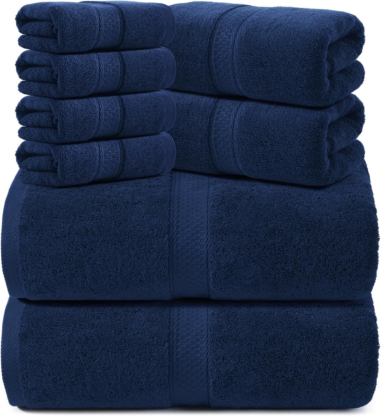 REDKISS Towels 8 Piece Luxury Bath Towel Set, 2 Bath Sheets (35x70 in), 2 Hand Towels, 4 Washcloths, 100% Cotton Super Absorbent & Quick-Dry Shower Towels for Bathroom Spa Gym Hotel Yoga - Blue