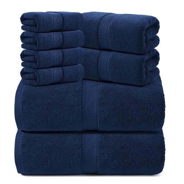 REDKISS Towels 8 Piece Luxury Bath Towel Set 2 Bath Sheets 35x70 in 2 Hand Towels 4 Washcloths