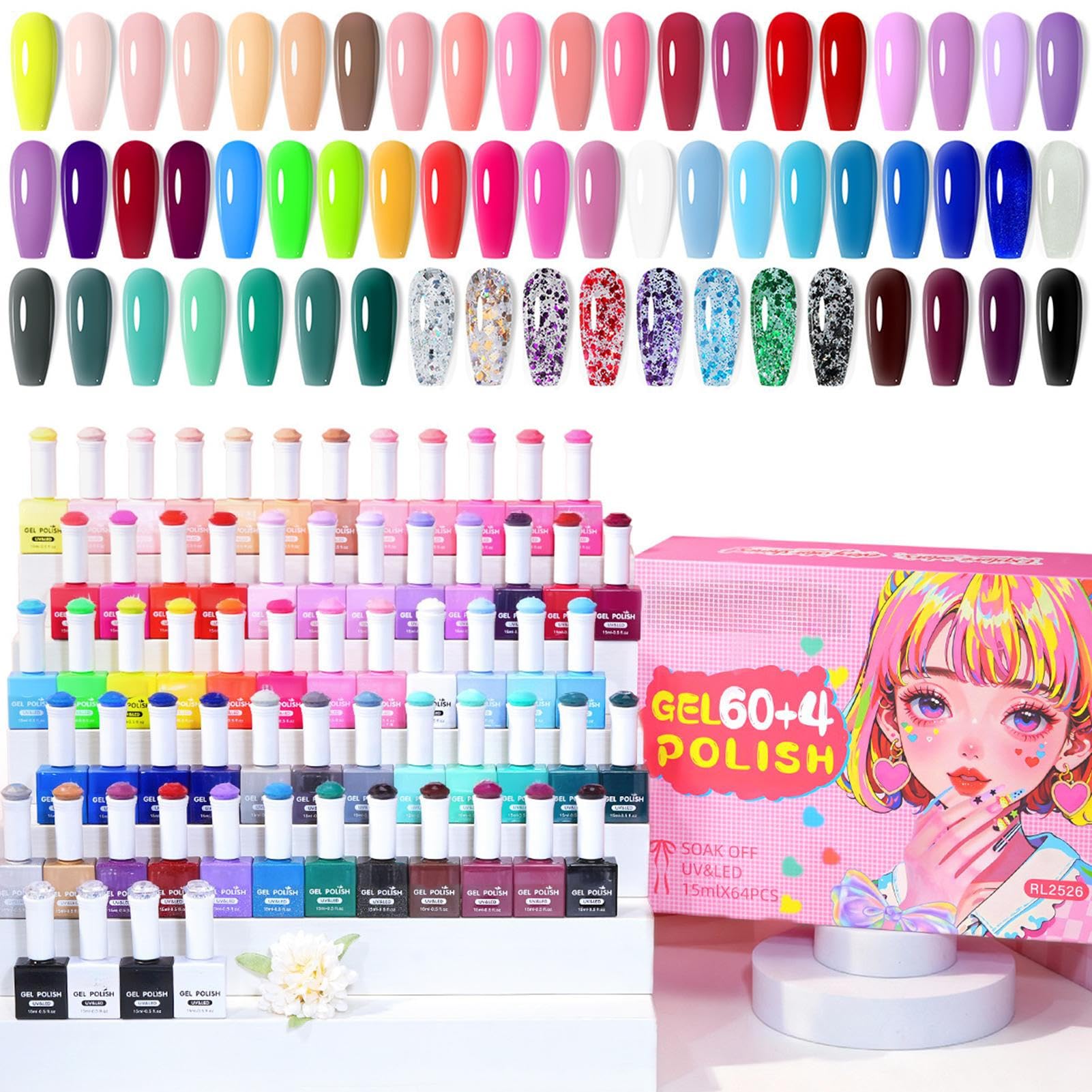 Gel Nagellack Set 60 Farben Schnelltrocknend Langanhaltend Handpflege | Gel-Nagellack-Farben Für Feiertag Festival Salon Zuhause Reise Hochzeit Spa Pflege Party Sommer Täglicher