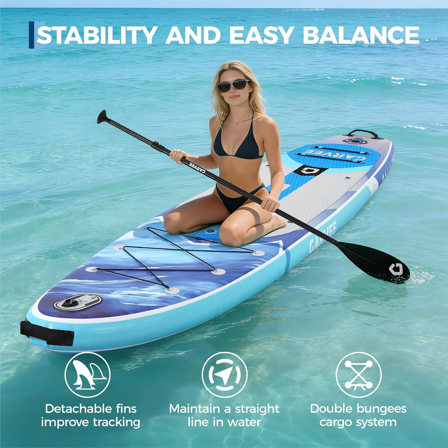 GarveeLife Inflatable Paddle Board,10.6/11FT Inflatable Stand Up Paddle Board with Premium SUP Paddleboard Accessories, Wide Stable Design, Non-Slip Comfort Deck for All Skill Level