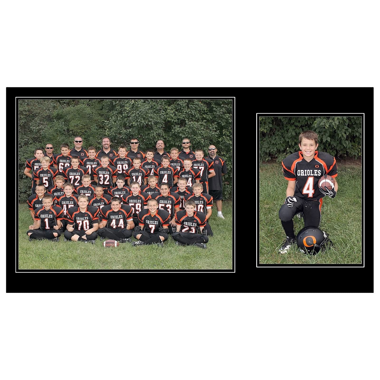 Team and Player 10x8/5x7 Memory Mates Black cardstock Double Photo Frame w/White Border (Sold in 10's) - 8x10