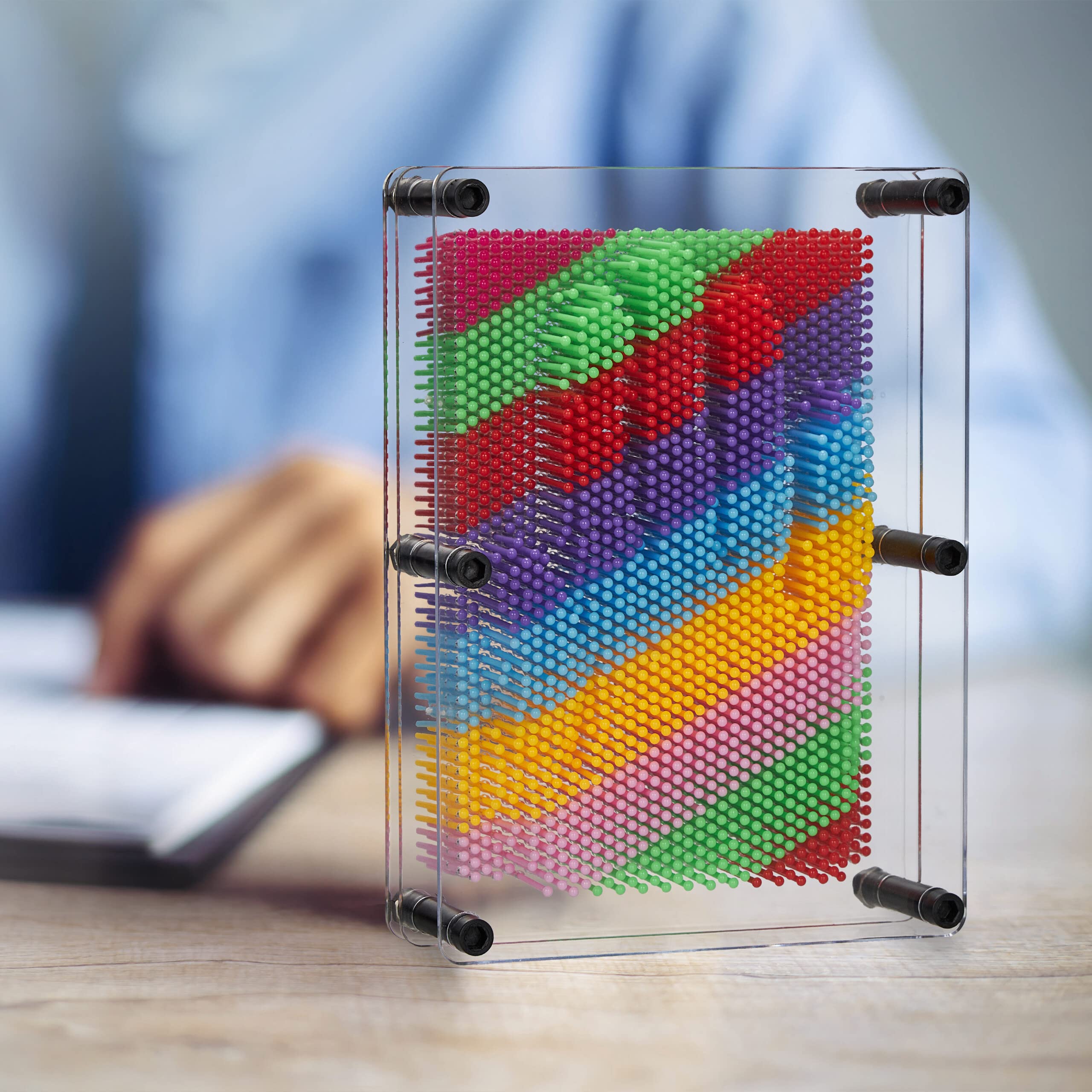 Relaxdays Pin Art 3D, Board Pins per Sculture, Pinpressions, Gioco con i Chiodini Modellanti, H x L: 20x15, Multicolore
