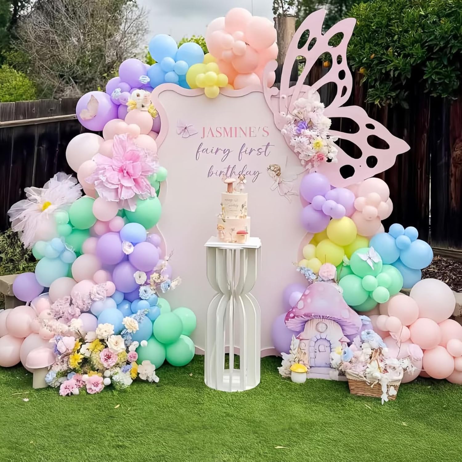 Pink Green Blue Balloon, 60 Packs 12 Inch Pastel Pink Blue Light Sage Green White Balloons for Baby Shower Easter Floral Fairy Wildflower Tea Party 1st Goose Baby in Bloom Birthday Decoration