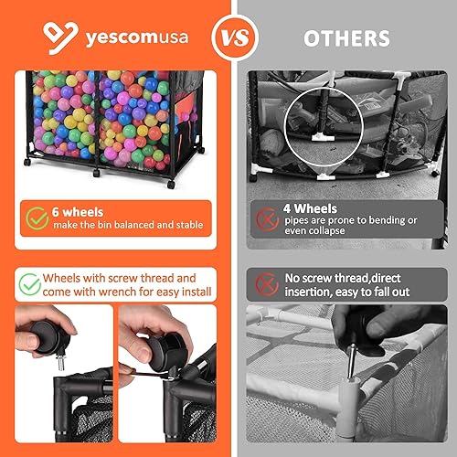 Miniatura 3 de Yescom Contenedor de malla de 36 x 24 x 35 pulgadas para almacenamiento de piscina, carrito rodante, organizador de red, marco de metal, contenedor