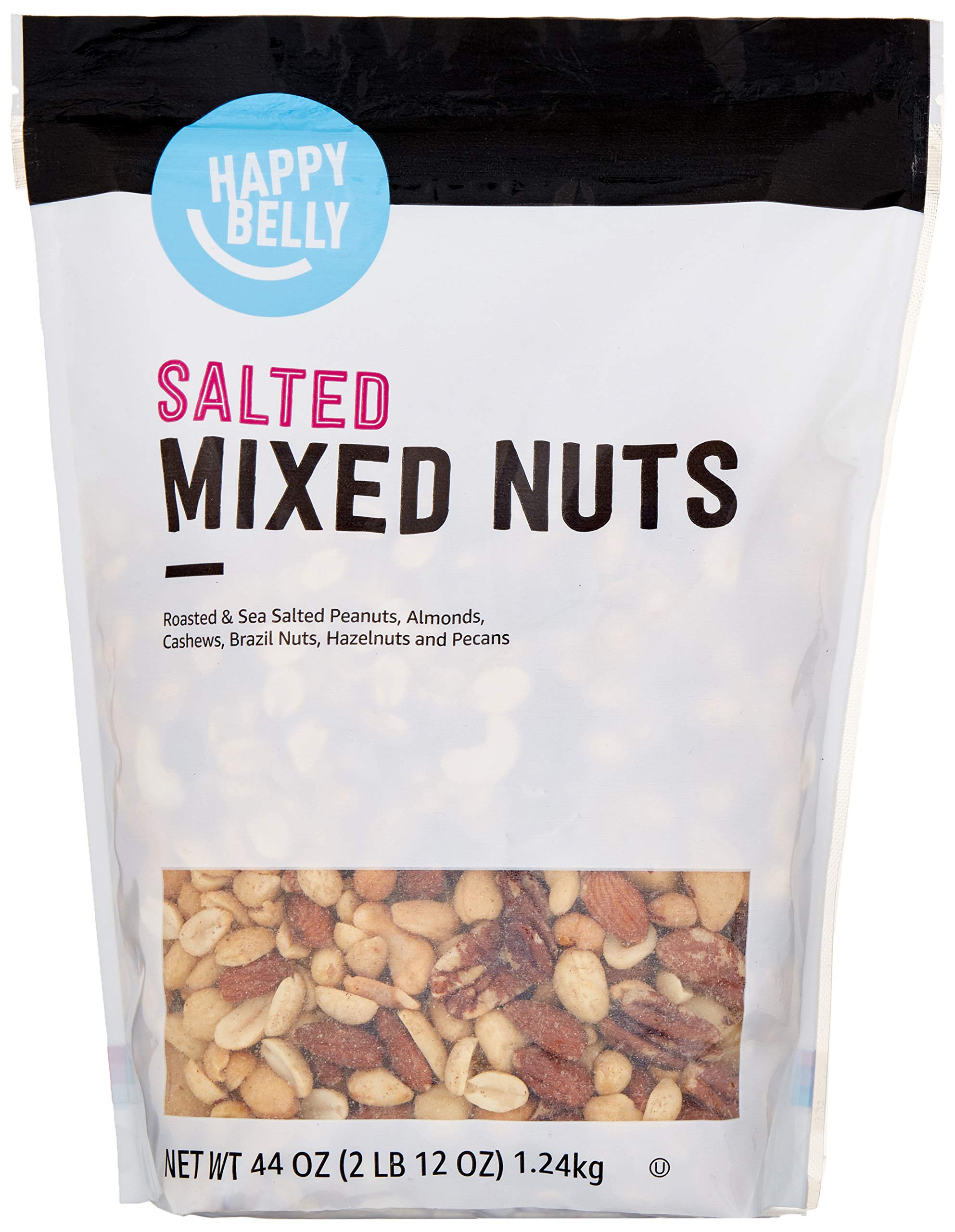 Amazon Brand - Happy Belly Roasted and Salted Mixed Nuts with Peanuts, 2.75 pound (Pack of 1)