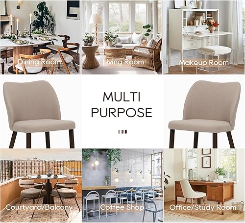 Miniatura 7 de COLAMY Juego de 2 sillas tapizadas para comedor, silla moderna de tela para comedor y cocina con asiento acolchado y patas de madera para