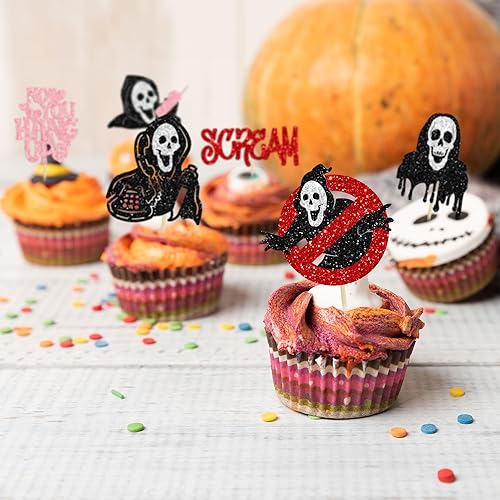 Miniatura 5 de 24 piezas de decoración de cupcakes de película de terror de Halloween de terror clásico Sceam Cupcake Picks Personajes Asesino Cumpleaños para