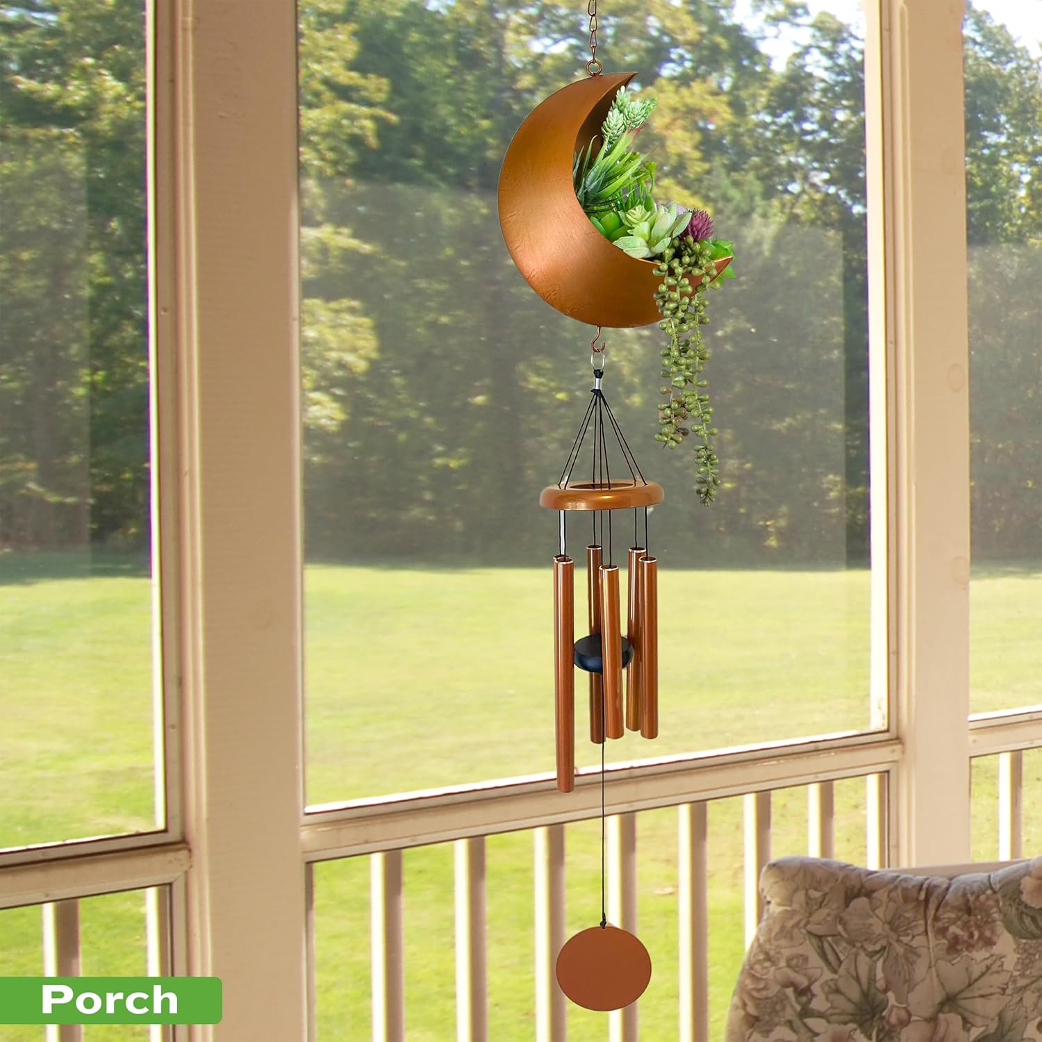 Premium Moon Wind Chimes for Outside – Deep Tone Sympathy & Memorial Wind Chime Gift for Loss of a Loved One, Outdoor Garden Patio Décor (Gold)