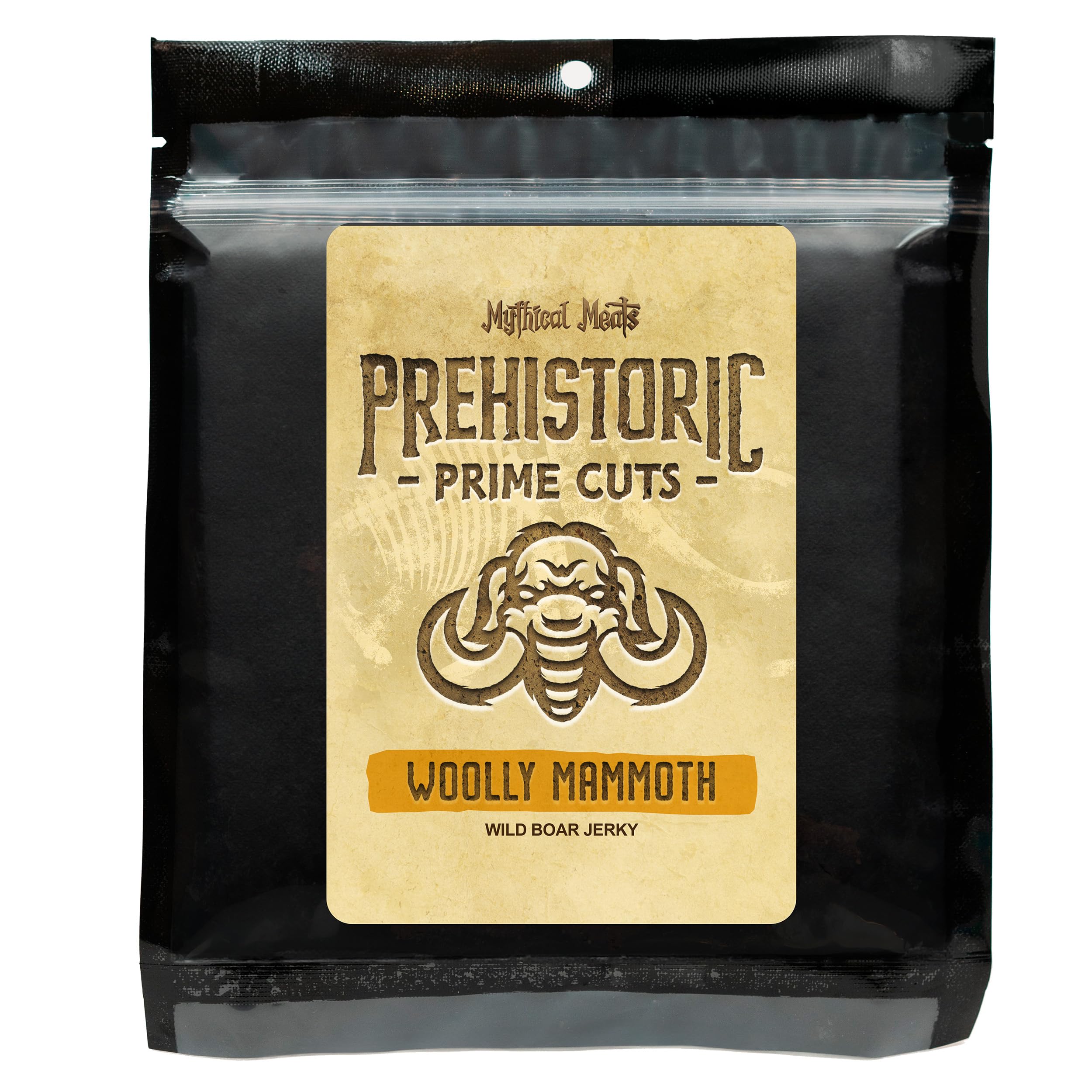Mythical Meats Woolly Mammoth Jerky - Wild Boar - Prehistoric- Inspired Dried & Dehydrated Meats Seasoned to Perfection High Protein Snacks - 2.75 ounces