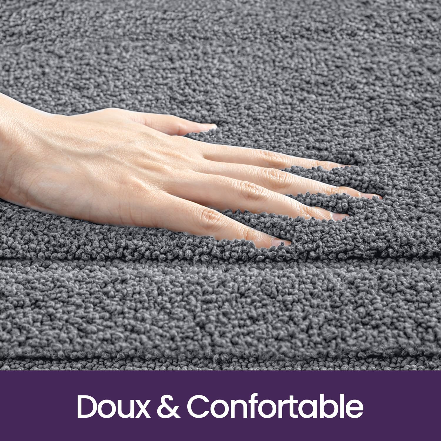 DEXI Tapis Salle de Bain Antiderapant 60 x 90 cm, Microfibre Moelleux et Absorbante, Doux et Confortable, Lavable en Machine, pour Douche, Baignoire, Toilettes, Gris foncé