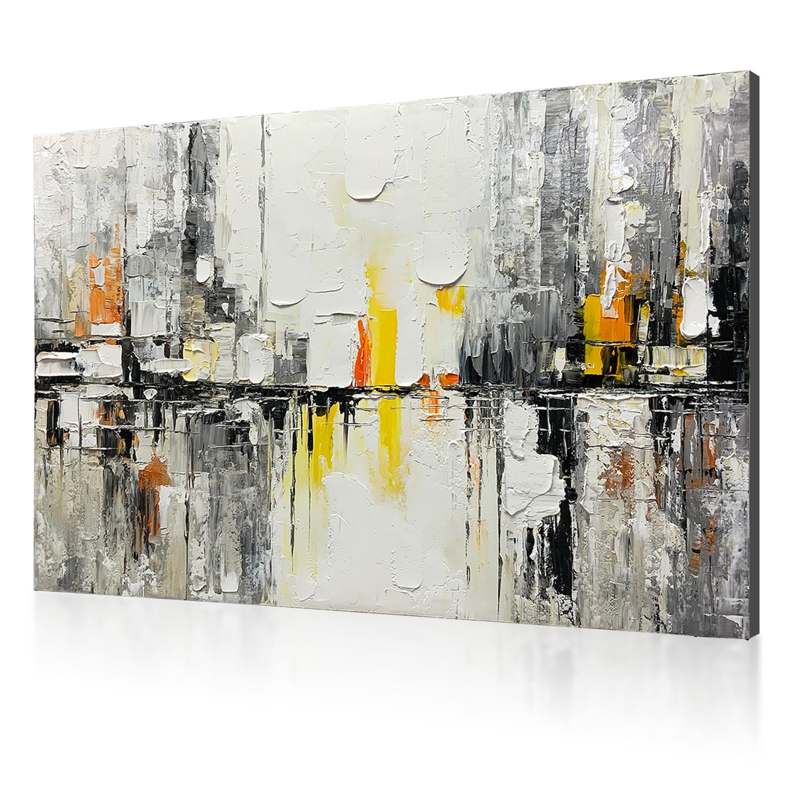 JBER Pintura al óleo 100% pintada a mano sobre lienzo, decoración de pared abstracta y colorida para dormitorio y pasillo Premium - 120x80 cm(ABSTRACT-01)