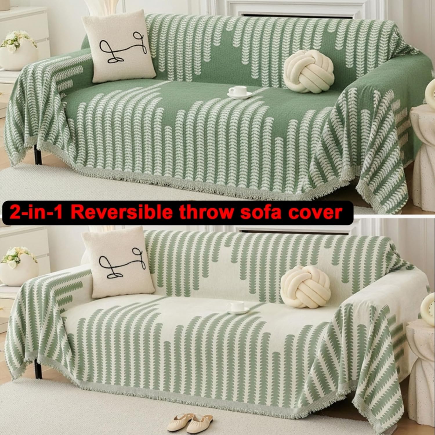 The Furnishing Tree Reversible Double Sided Chenille Throw Sofa