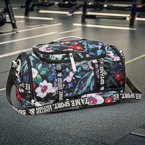 Miniatura 7 de Bolsa de lona para gimnasio, mochila de viaje con compartimento para calzado, para usarla de 4 formas, para mujeres y hombres, multifuncional, capa