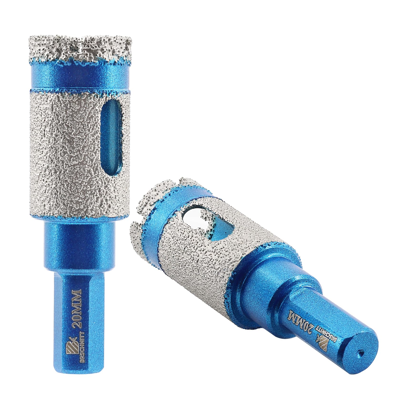 Dry Diamond Core Drill Bit,BRSCHNITT 2pcs 4/5inch Diamond Finger milling bit Triangle Shank for Porcelain Tile Ceramic Stone Granite Marble