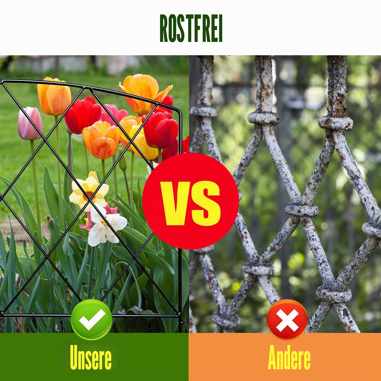 Thealyn Dekorativer Gartenzaun aus Metall, 61 cm breit x 61 cm hoch