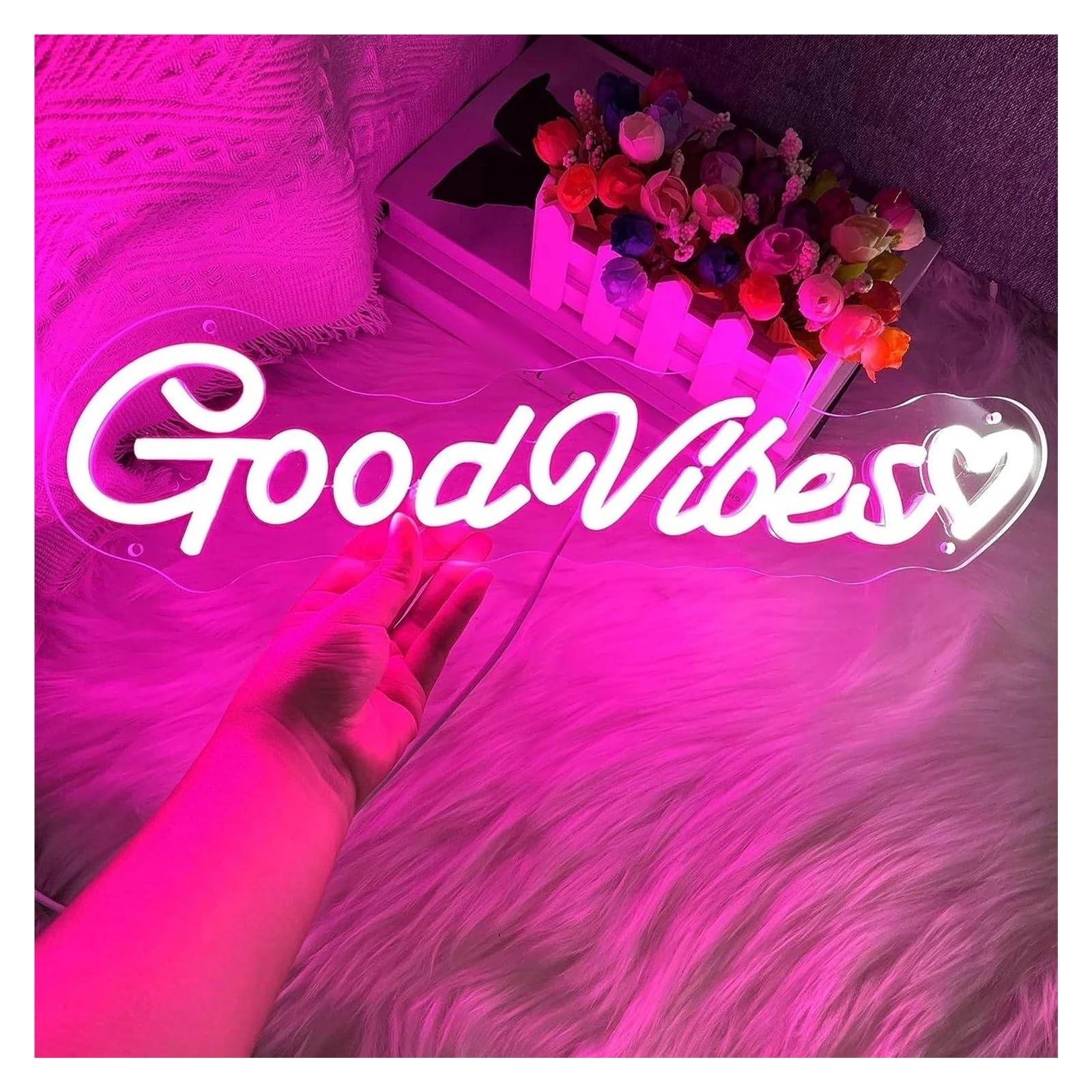 Decoración Lámparas Letrero De Neón LED Con Buenas Vibraciones Para Decoración, Alimentado Por USB, Apto Para Salas De Juegos, Bares, Bodas, Fiestas
