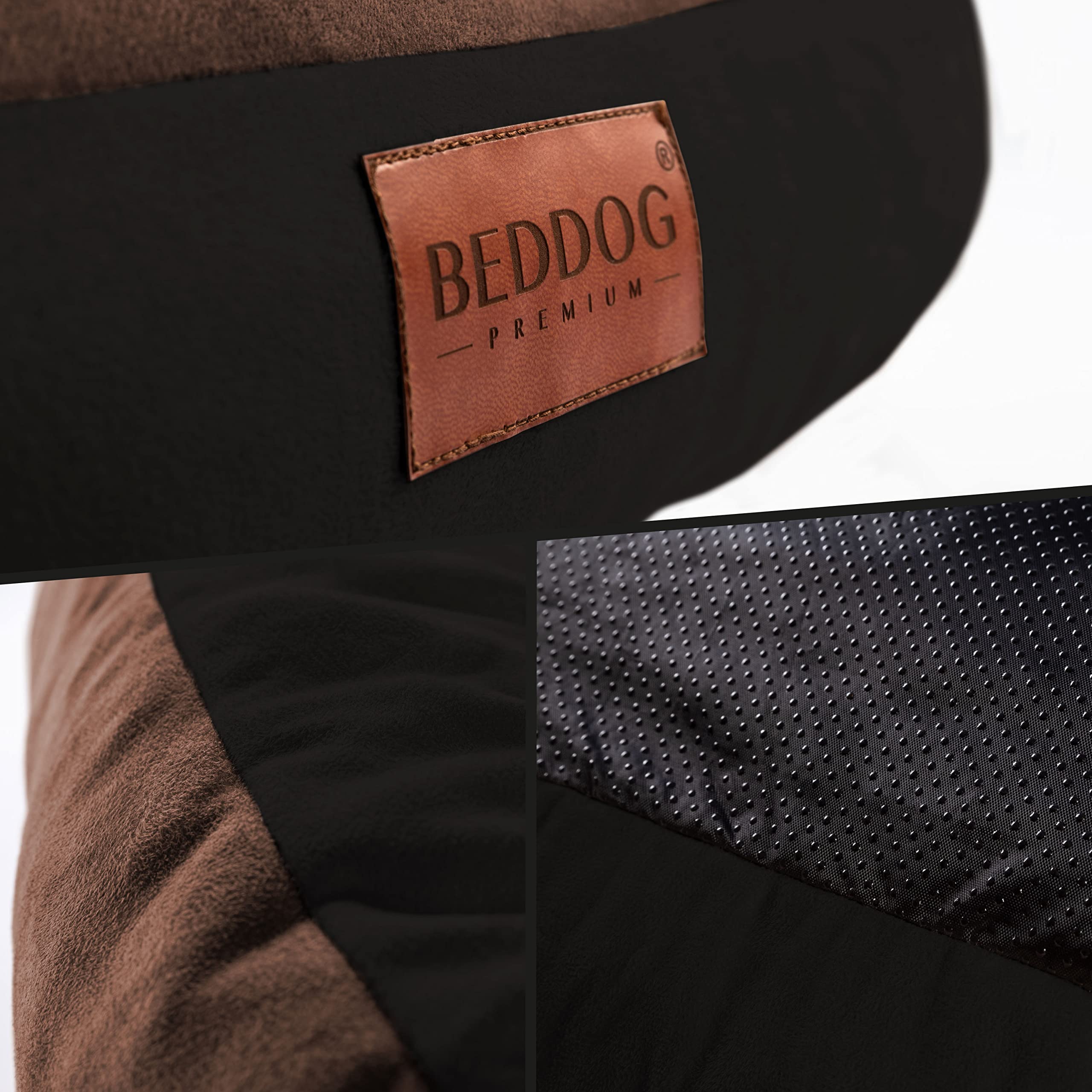 BedDog PRINS Premium Hundebett, aus strapazierfähigem Alicante-Gewebe, Hundesofa mit Seiten, ovales Kissen für Ihr Haustier, Hundecouch - L - Black-Field