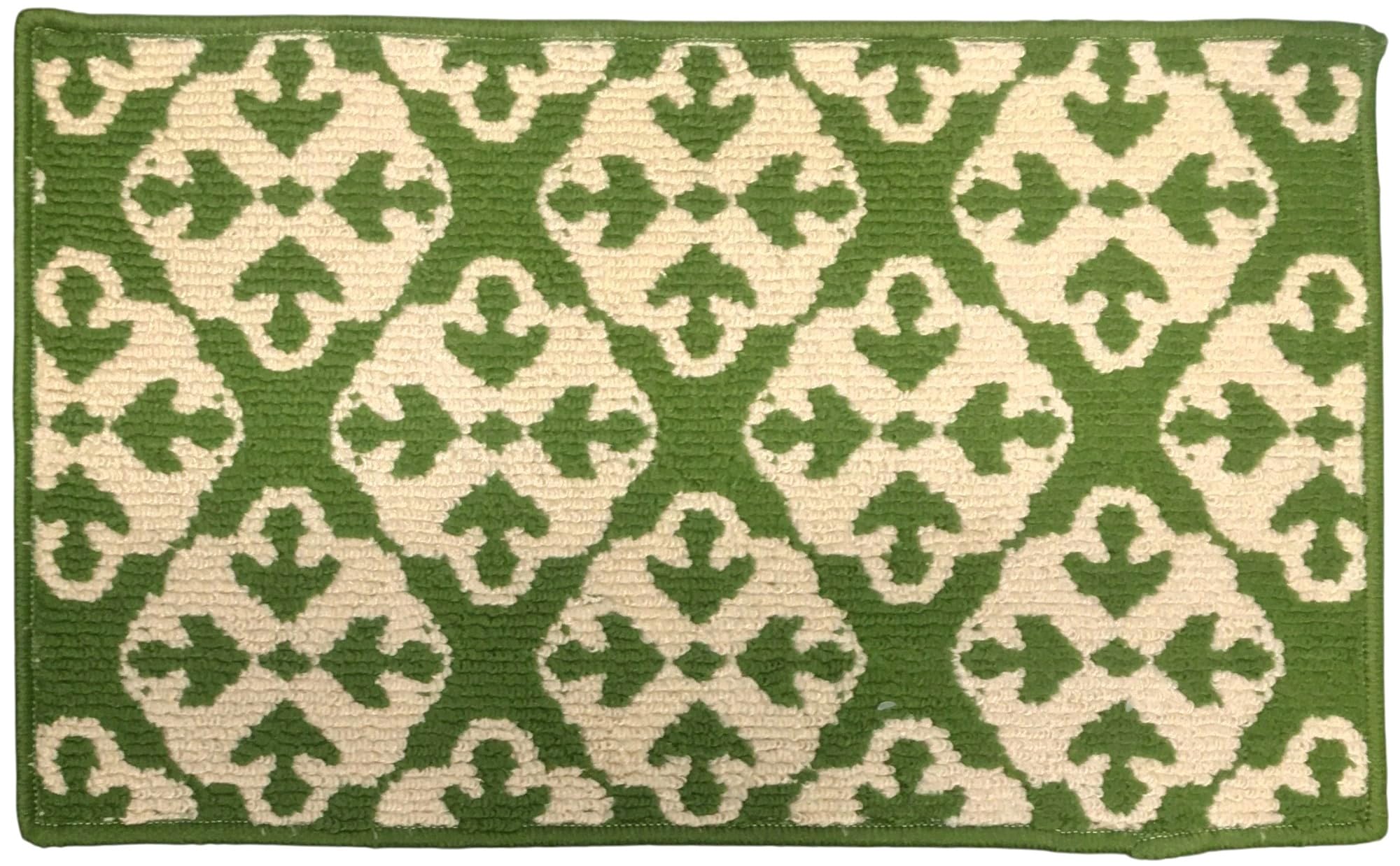 Medallion Pattern Rug, Non-Skid Home, Kitchen, Floor Mat, Comfortable Standing and Entrance Rug, 17" x 28" (Green)