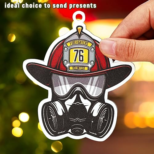 Miniatura 3 de 9 piezas de acrílico para uniforme de bombero, regalo de bombero, árbol de Navidad, camión de bomberos, adorno decorativo para bomberos
