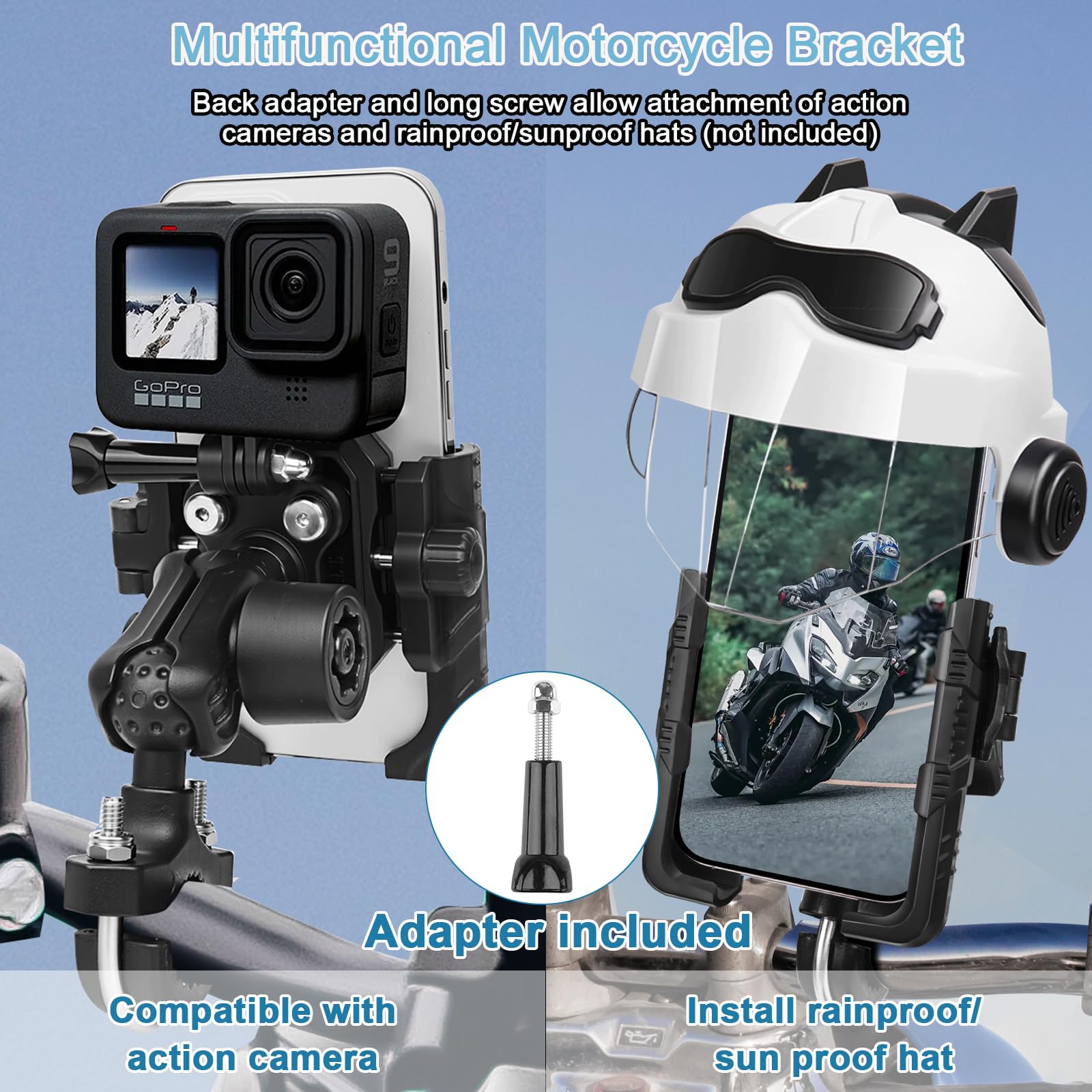 ChromLives Supporto Telefono Bicicletta【Doppio Ammortizzatore】 Supporto Cellulare da Manubrio per Moto Porta Cellulare Moto 360° Rotazione per iPhone 16 15 14 13 12 Pro Max/Huawei/Samsung/Smartphones