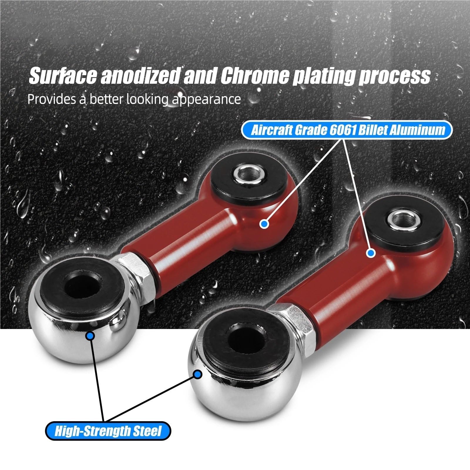 zestaw stabilizatora Regulowany tylny drążek stabilizatora, zestaw łączników stabilizatora pasujący do BMW E46 320i 325i 328i 330i 330d 320d 1999-2006 Stabilizatory Poprzeczne(Red)