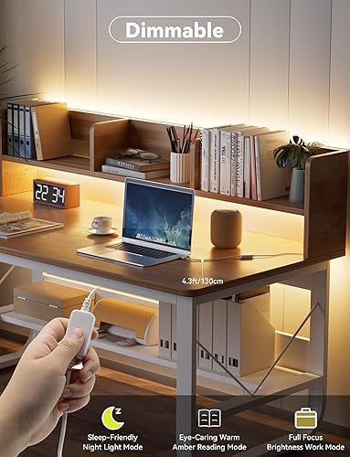 Miniatura 5 de MIWISE Tira de luces LED USB 5V, tira de luz LED COB súper brillante de 2700 K, blanco cálido con interruptor de atenuación táctil, luces de cinta