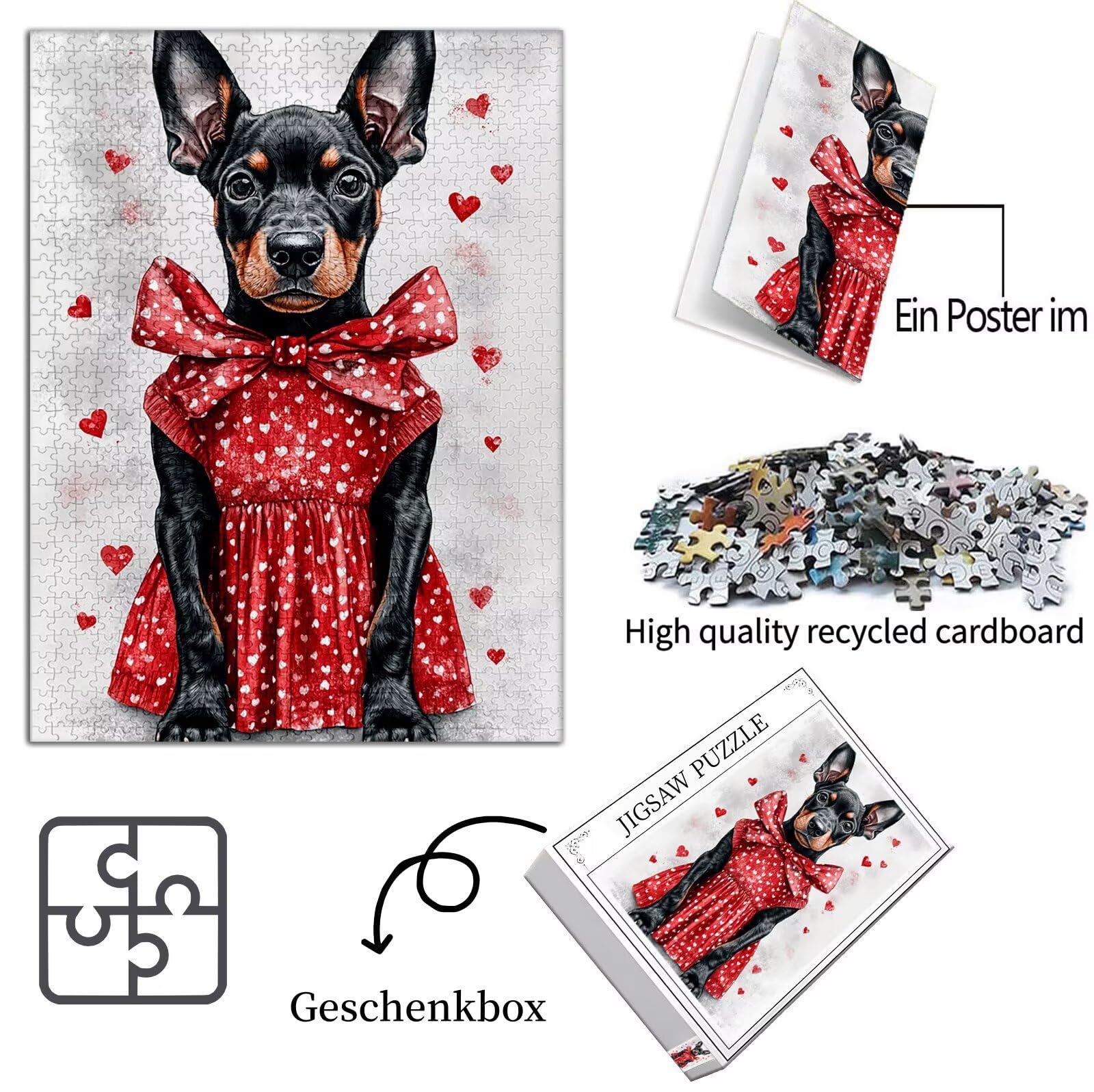 Model961 Puzzle dla dorosłych, 5000 elementów, motyw psa, duże drewniane puzzle dla dorosłych, 156 x 105 cm, gra zręcznościowa, elementy z pudełkiem prezentowym, do dekoracji ścian do salonu, na