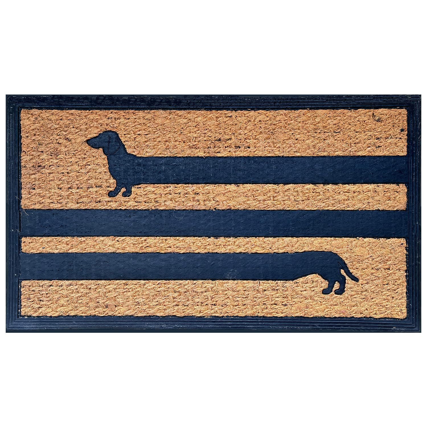JiXianJu Funny Dachshund Dog Welcome Mat - Long Weiner Dog Decor for Front Porch & Entrance Way - Heavy-Duty Non Slip Coconut Coir Doormat 30x17 inch