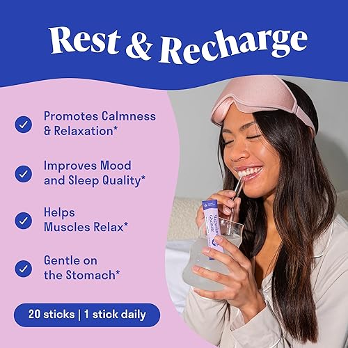 Miniatura 2 de Polvo de glicinato de magnesio + L-teanina  20 barrasporciones  300 mg pScoop Polvo de magnesio quelado de alta absorción para dormir  Sabor mixto