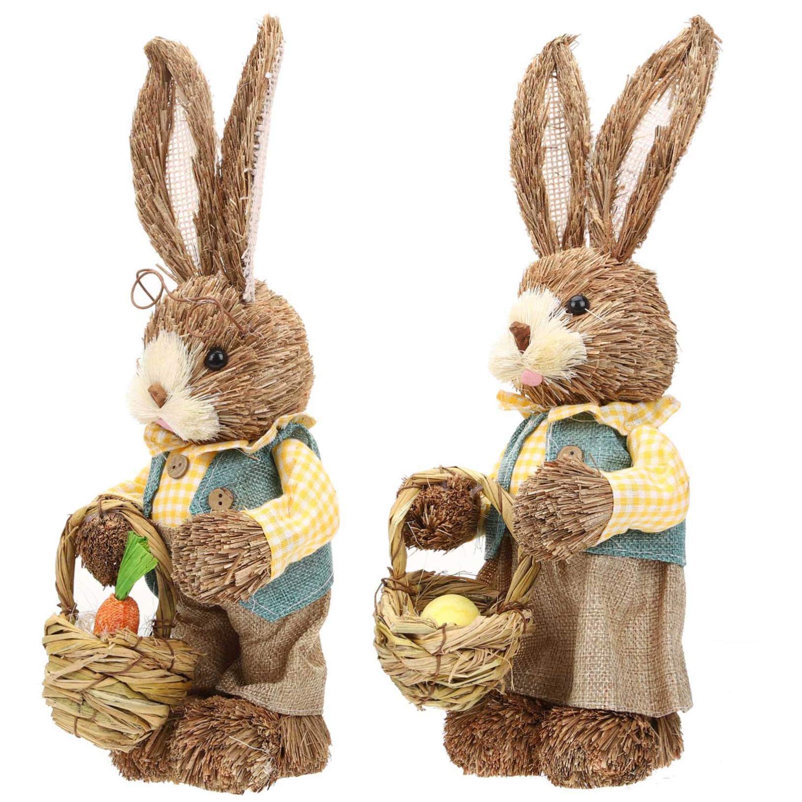 STOBAZA 4pezzi Statuette Di Coniglio Intrecciate Decorazioni Da Giardino Per Casa Stile Cartoon Per Pasqua e Decorazioni Festive