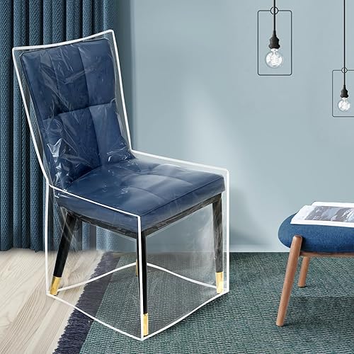 Miniatura 6 de SIWUTIAO Paquete de 2 fundas de plástico para sillas de comedor de tamaño completo, protectores de asiento de PVC transparente para comedor, funda