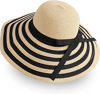 nakiwi Women's Foldable Floppy Roll Up, Wide Brim Sun Straw Hat, Summer UV UPF 50+ Protection Beach Travel Cap