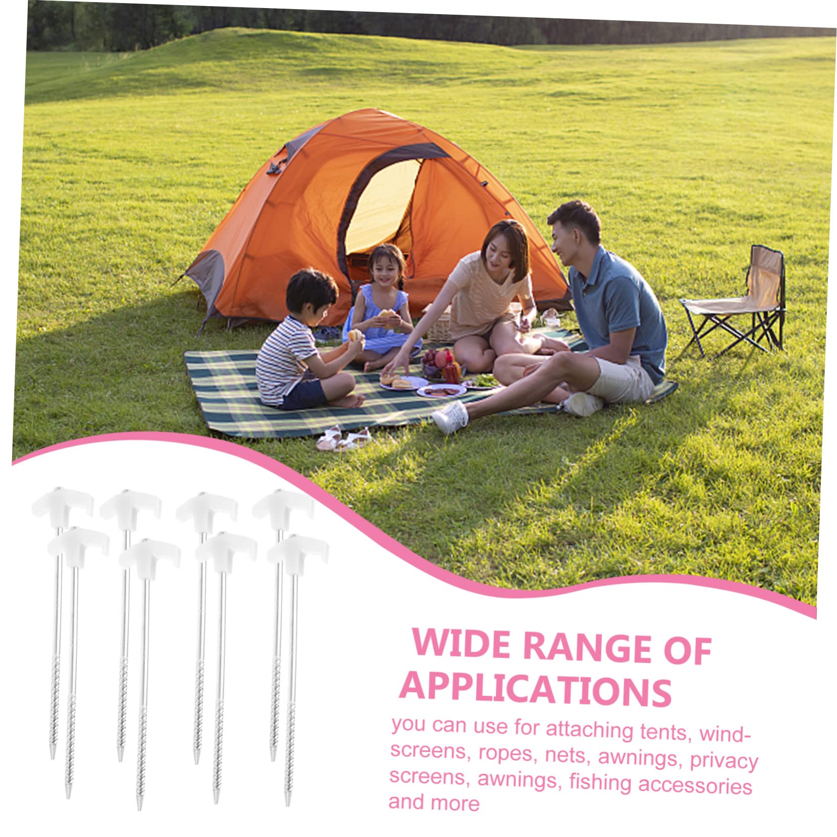 8 Piezas Piquetas Camping Resistentes Estacas Tienda Pequeñas para Duros Anclajes para Tiendas Toldos y Camping Exterior