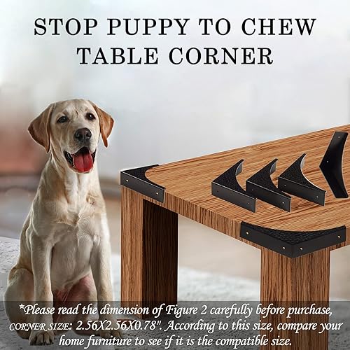 Miniatura 5 de Protectores de esquina de metal negro decorativo de madera, protectores de esquina de caja de 2.56 pulgadas, esquinas de mesa de metal, soportes de