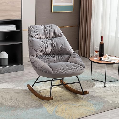 Silla mecedora, basculante tapizado para guardería de bebé, sillón moderno con respaldo alto para sala de estar, dormitorio, oficina (gris