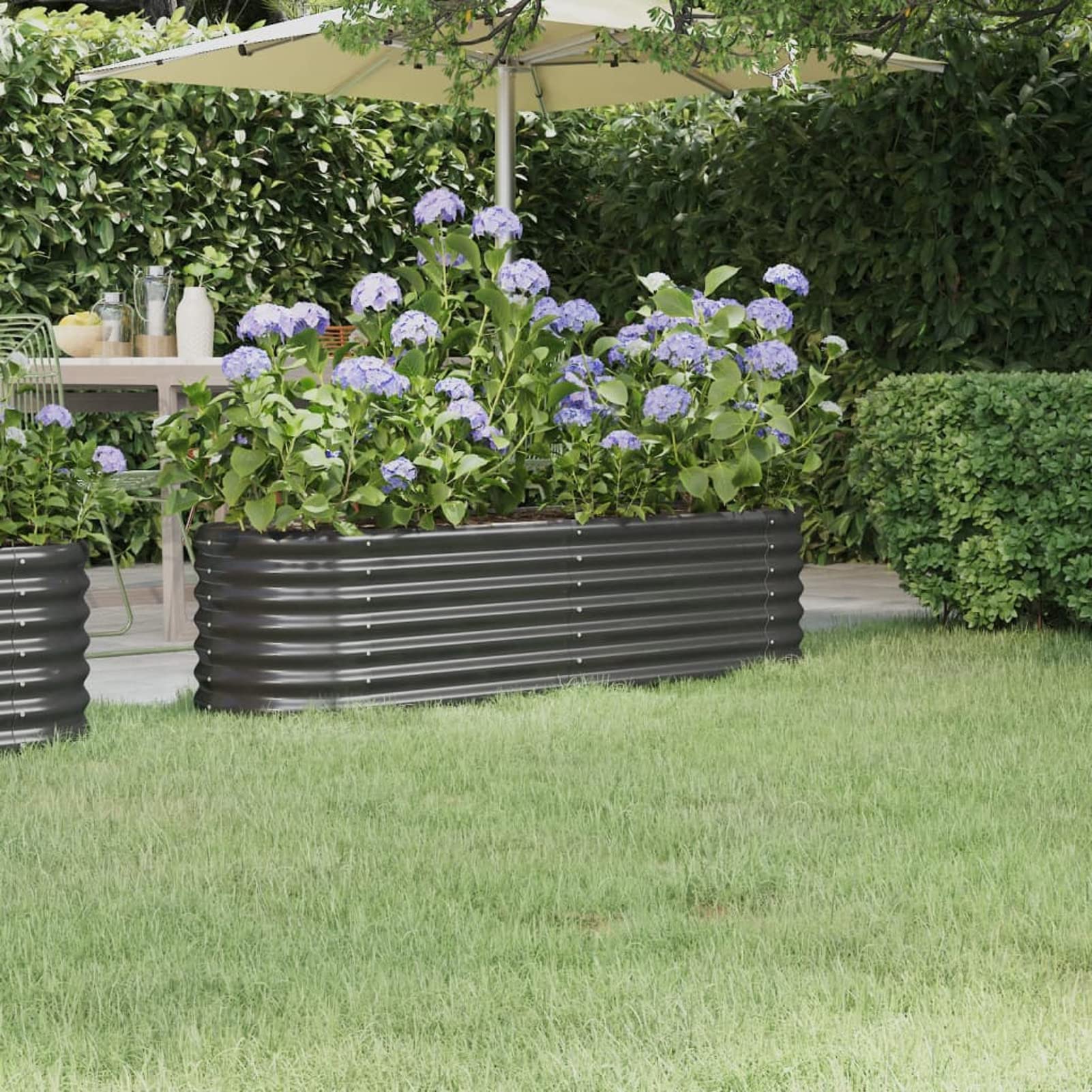 IKAYAA Raised Beds for Garden Metal Raised Bed Galvanised Steel Outdoor Planters Garden Planter for Herb Growing Fruits Flower -anthracite-152 x 40 x 36 cm