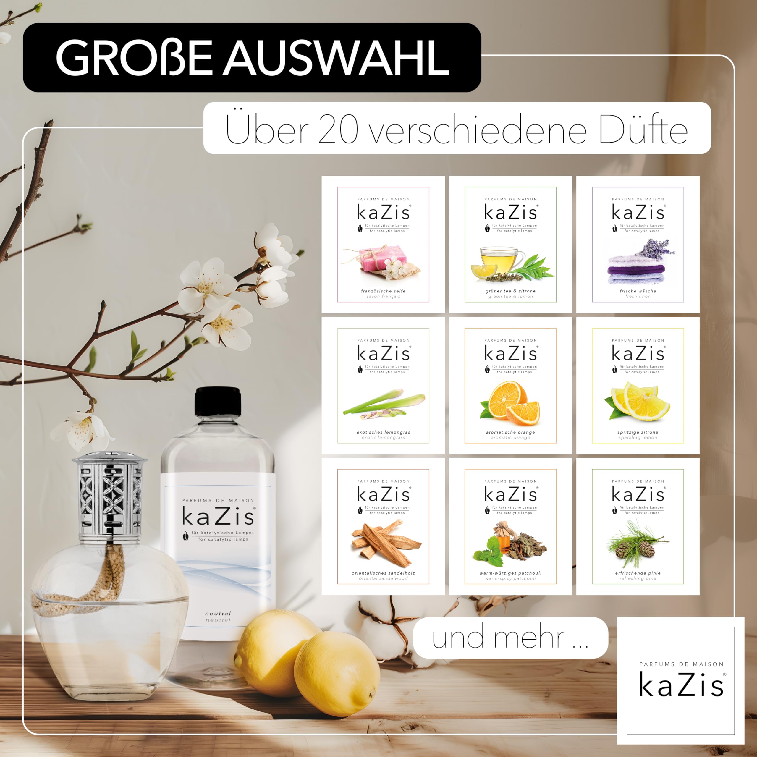 KAZIS® I Katalytische Lampe Twister I Duftlampe I Glas I XXL I 300 ml Inhalt I transparent