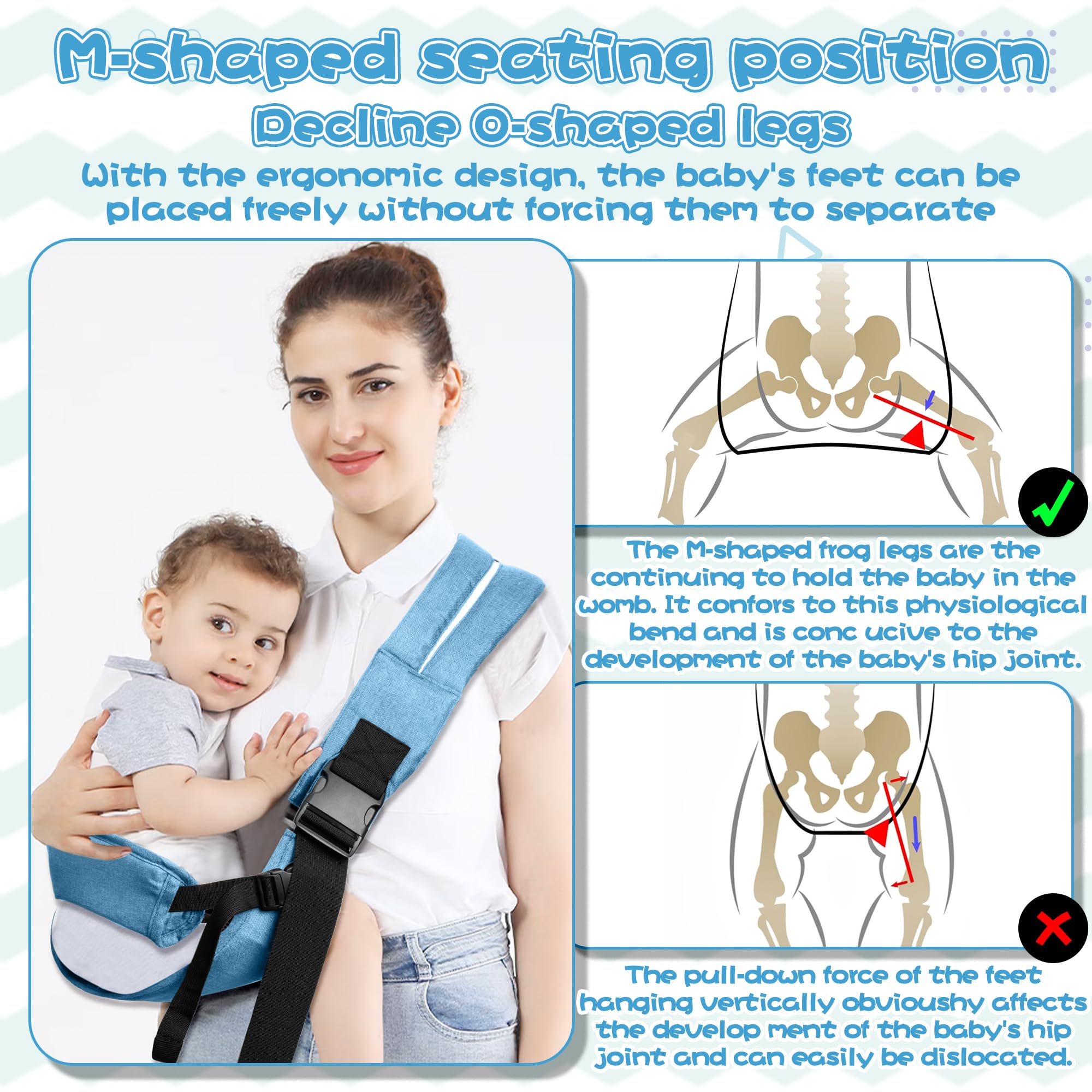 GoaePode Baby Carrier with Side Support Straps, Hands Free Adjustable Toddler Sling Carrier - Image 3