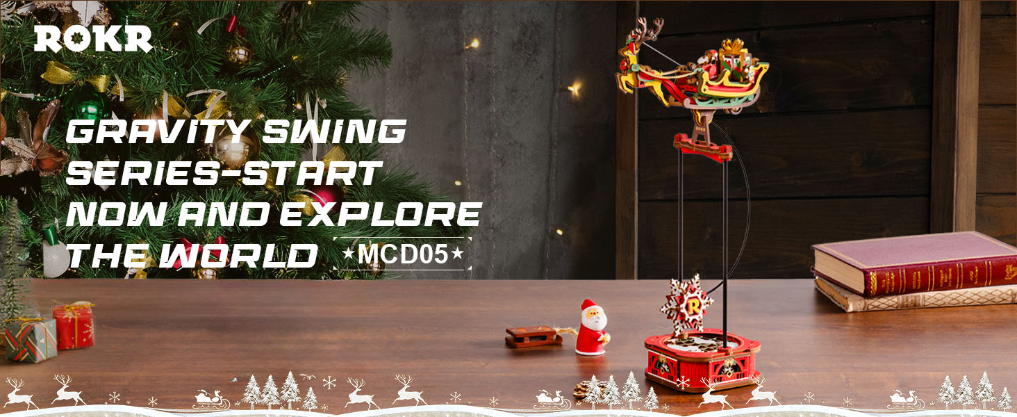 Amazon.com: ROKR 3D Wooden Puzzle Santa on Sleigh Gravity Swing