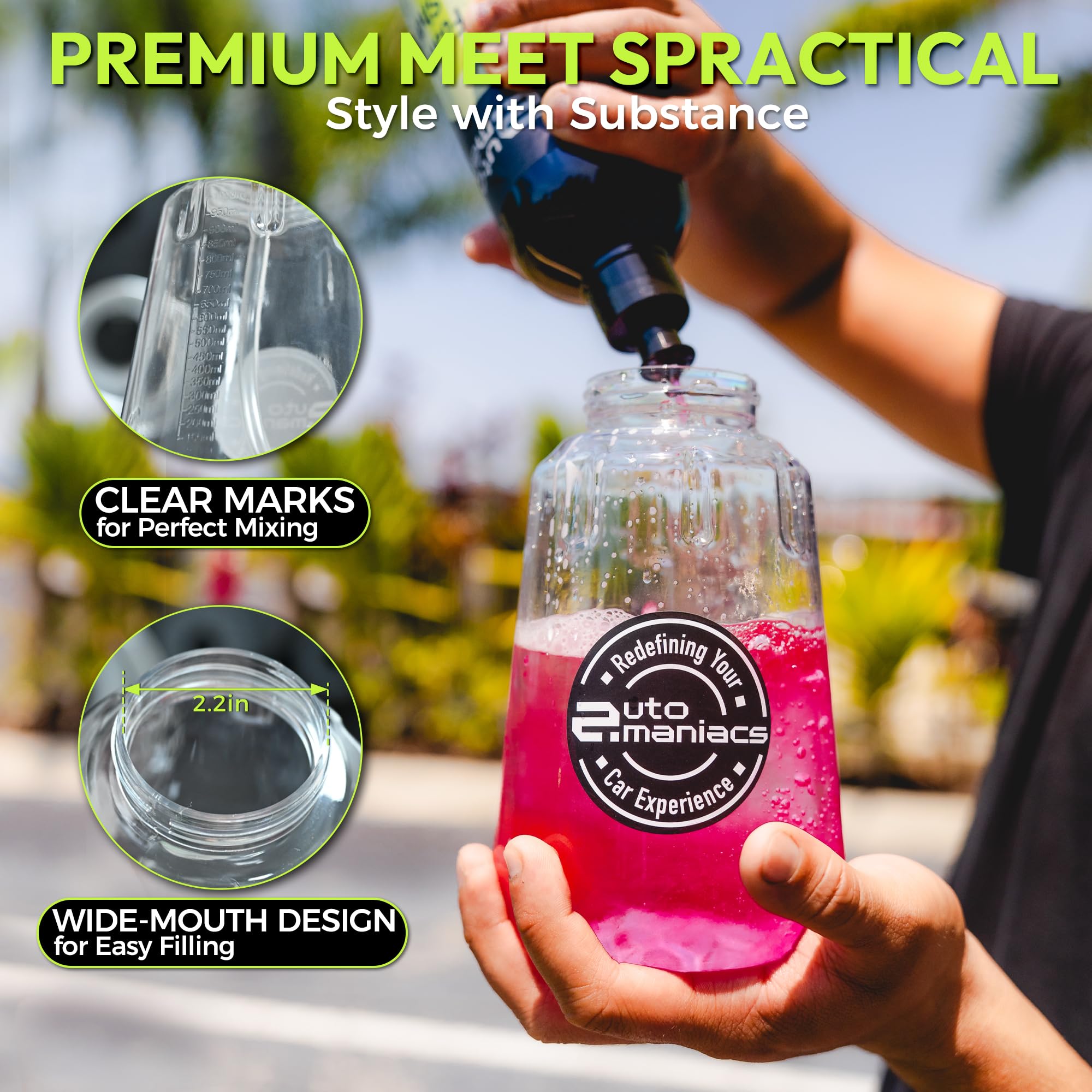 AutoManiacs Foam Cannon for Pressure Washer Not Garden Hose Adjustable Car Wash Sprayer with 1 4 Inch Quick — view 5