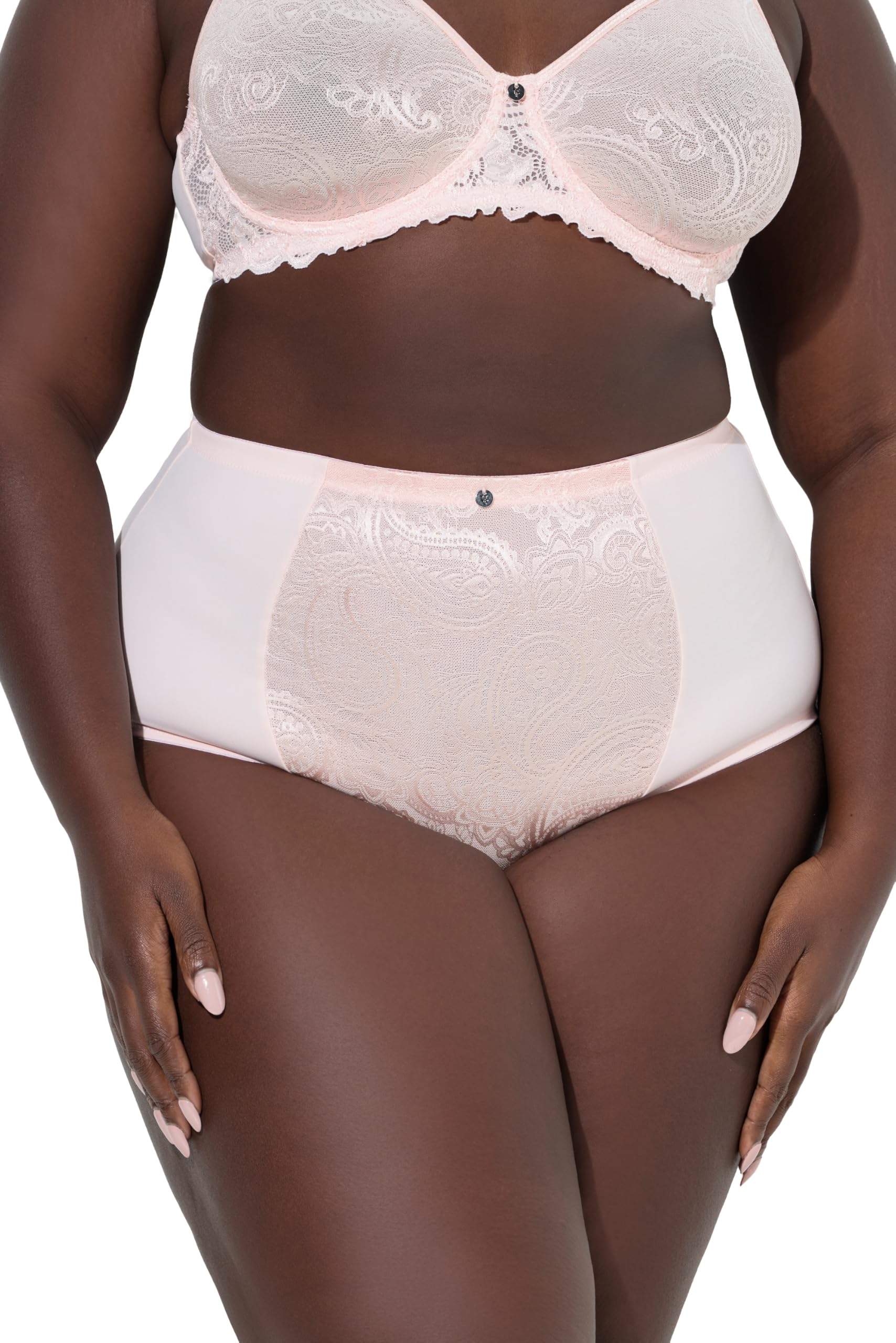 Ulla Popken Damen große Größen Übergrößen Plus Size Bodyforming-Miederhose, Jacquard-Spitze, High Waist 809604