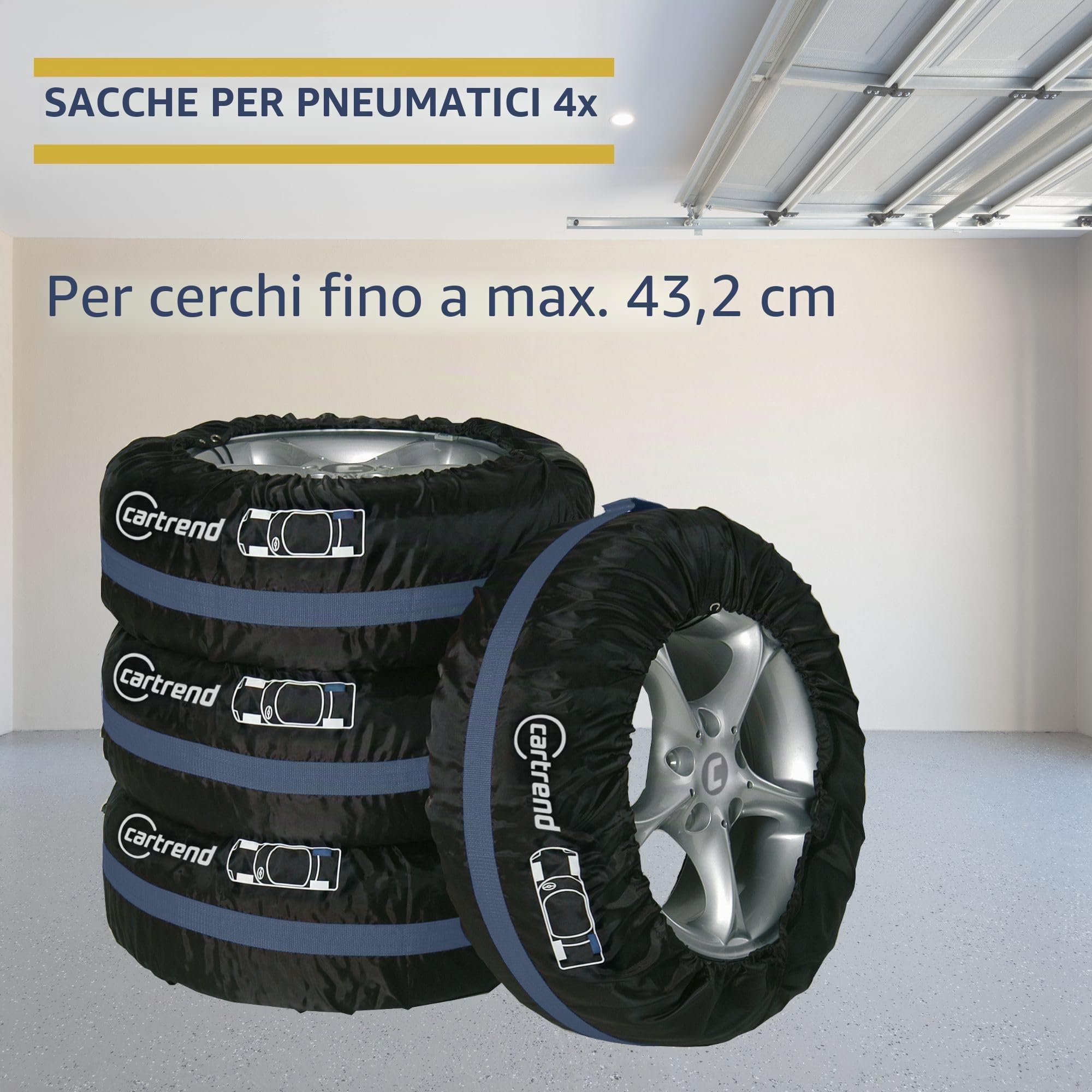 Unitec 75555 - Set borse porta gomme con tracolla, Per pneumatici auto da 33 cm (13") a 46 cm (17"), 4 pezzi