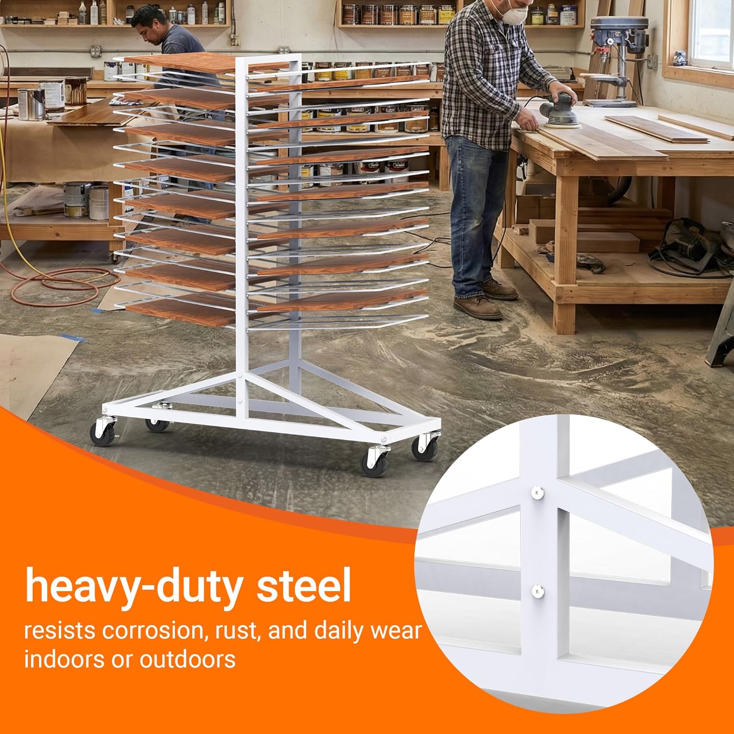 Paint Drying Rack,30-Tier Heavy-Duty Steel Drying Painting Rack for Cabinet Doors, Drawer Fronts & Trim, Lockable Wheels, Space-Saving Rack for Paint Shops & Woodworking